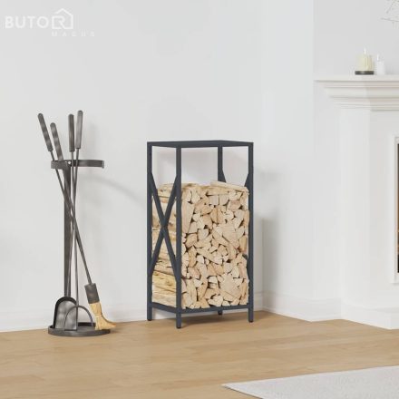 vidaXL antracitszürke hidegen hengerelt acél tűzifatároló 34x25x70 cm