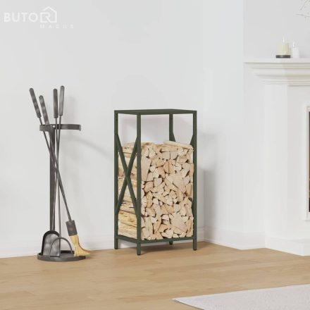 vidaXL olívazöld hidegen hengerelt acél tűzifatároló 34x25x70 cm