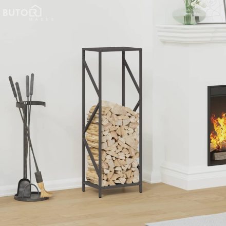 vidaXL fekete hidegen hengerelt acél tűzifatároló 34x25x100 cm