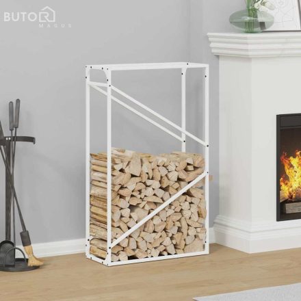 vidaXL fehér hidegen hengerelt acél tűzifatároló 60x25x100 cm