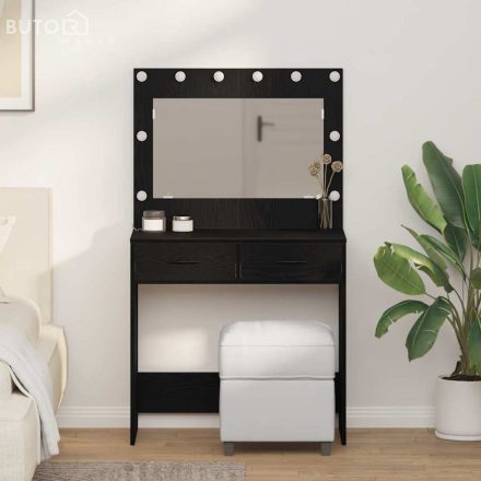 vidaXL Sminkasztal fiókkal Musta tammi 78.5 x 41 x 135 cm Faanyag