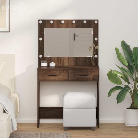 vidaXL Sminkasztal fiókkal barna tölgy 78.5 x 41 x 135 cm Faanyag