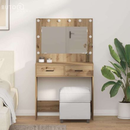 vidaXL Sminkasztal fiókkal kézműves tölgy 78.5 x 41 x 135 cm Faanyag
