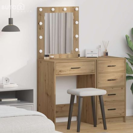 vidaXL Sminkasztal fiókkal kézműves tölgy 50 x 41 x 135 cm Faanyag