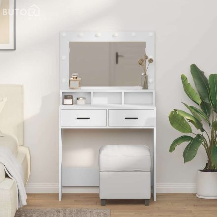 vidaXL Sminktükör fiókkal polcokkal Fehér 79 x 41 x 135 cm Faanyag