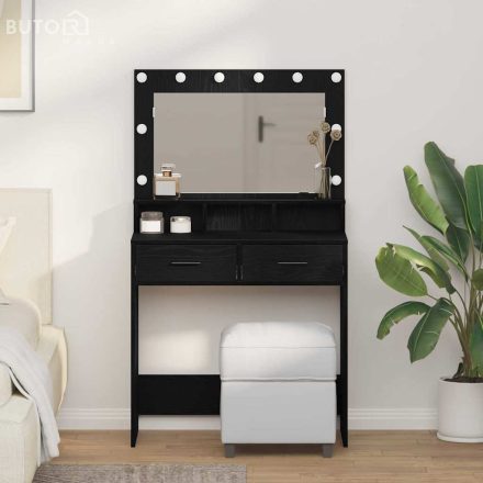 vidaXL Sminktükör fiókkal Musta tammi 79 x 41 x 135 cm Faanyag