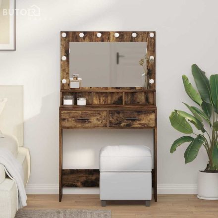 vidaXL Sminktükör fiókkal Füstölt tölgy 79 x 41 x 135 cm Faanyag
