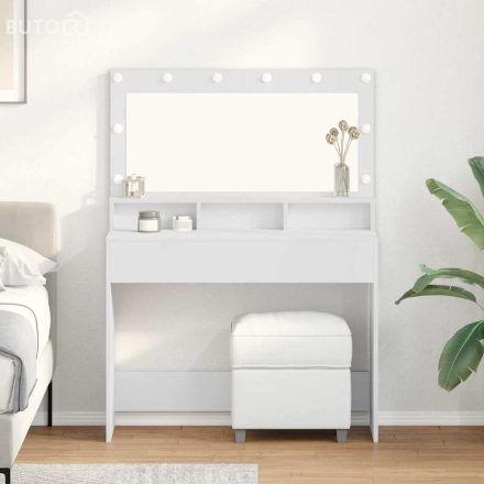 vidaXL Sminkasztal polcokkal tárolóval Fehér 100 x 41 x 135 cm Faanyag