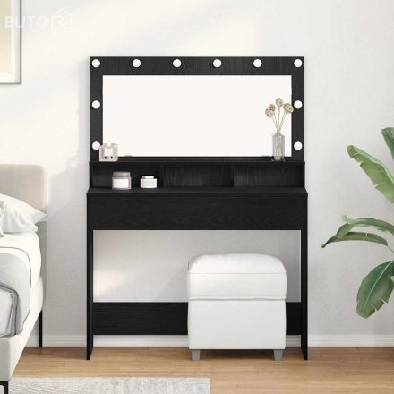 vidaXL Sminkasztal polcokkal Musta tammi 100 x 41 x 135 cm Faanyag
