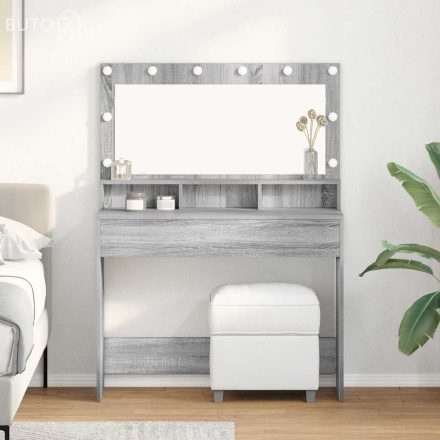 vidaXL Sminkasztal polcokkal Szürke sonoma 100 x 41 x 135 cm Faanyag