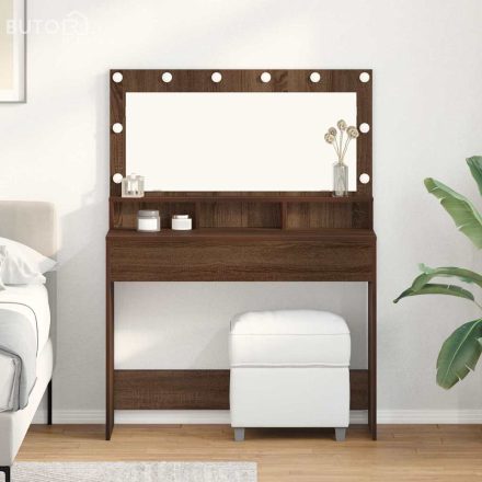 vidaXL Sminkasztal polcokkal Barna Tölgy 100 x 41 x 135 cm Faanyag