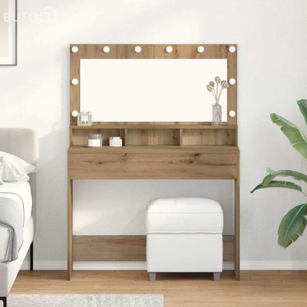 vidaXL Sminkasztal polcokkal kézműves tölgy 100 x 41 x 135 cm Faanyag