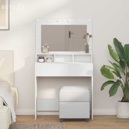 vidaXL Sminkasztal polcokkal tárolóval Fehér 79 x 41 x 135 cm Faanyag