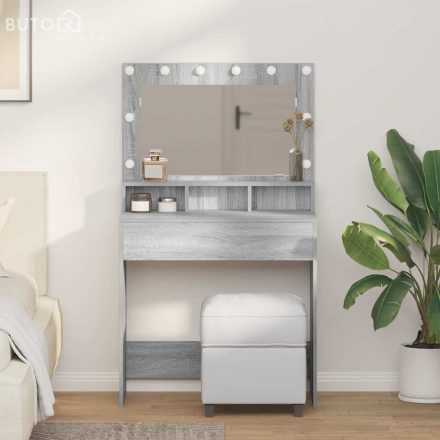 vidaXL Sminkasztal polcokkal Szürke sonoma 79 x 41 x 135 cm Faanyag