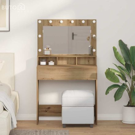 vidaXL Sminkasztal polcokkal kézműves tölgy 79 x 41 x 135 cm Faanyag