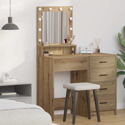 vidaXL Sminkasztal polcokkal kézműves tölgy 50 x 41 x 135 cm Faanyag