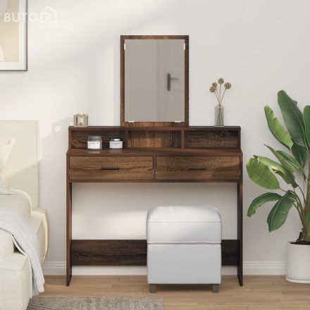 vidaXL Fésülködőasztal fiókkal barna tölgy 100 x 41 x 140 cm Faanyag