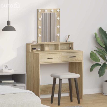 vidaXL Öltözködőasztal fiókkal tükörrel Barna 79 x 41 x 140 cm Faanyag