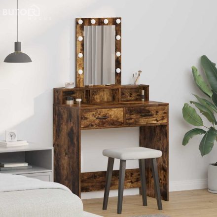 vidaXL Öltözködőasztal fiókkal tükörrel Barna 79 x 41 x 140 cm Faanyag