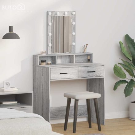 vidaXL Öltözködőasztal fiókkal Szürke 79 x 41 x 140 cm Faanyag
