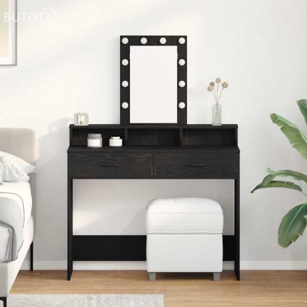 vidaXL Öltözködőasztal fiókkal Fekete 100 x 41 x 140 cm Faanyag