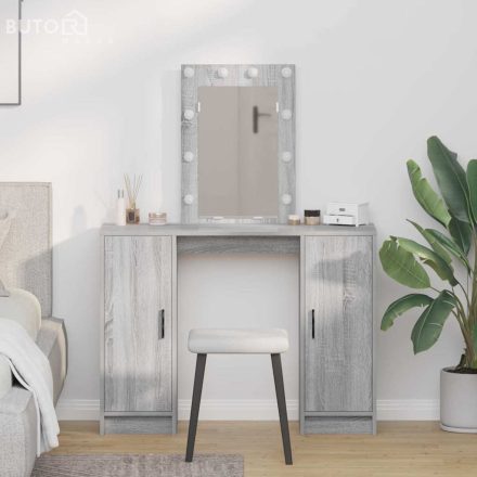 vidaXL Öltözködőasztal tárolóval Szürke 102 x 33 x 135 cm Faanyag