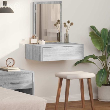 vidaXL Öltözködőasztal fiókkal tükörrel Szürke 60 x 40 x 70 cm Faanyag