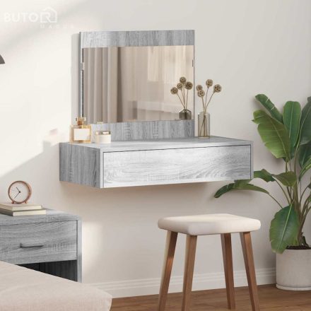 vidaXL Öltözködőasztal fiókkal tükörrel Szürke 83 x 40 x 70 cm Faanyag