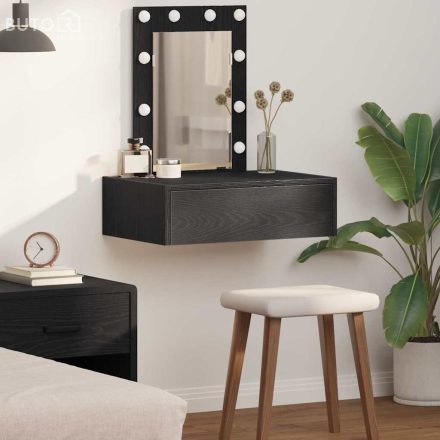 vidaXL Öltözködőasztal fiókkal tükörrel Fekete 60 x 40 x 70 cm Faanyag