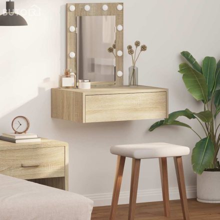vidaXL Öltözködőasztal LED -es lámpákkal Barna 60 x 40 x 70 cm Faanyag