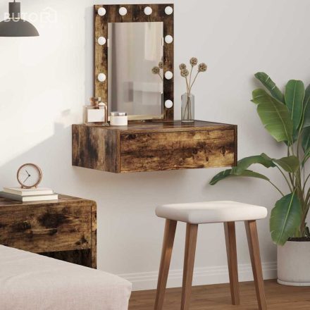 vidaXL Öltözködőasztal LED -es lámpákkal Barna 60 x 40 x 70 cm Faanyag