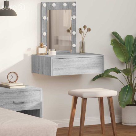vidaXL Öltözködőasztal fiókkal tükörrel Szürke 60 x 40 x 70 cm Faanyag