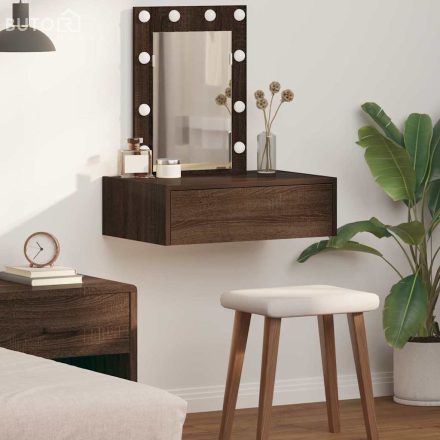 vidaXL Öltözködőasztal LED -es lámpákkal Barna 60 x 40 x 70 cm Faanyag