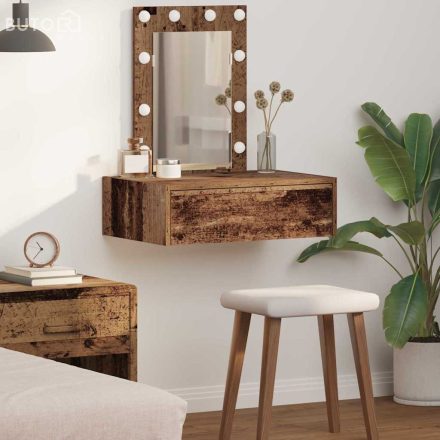 vidaXL Öltözködőasztal LED -es lámpákkal Barna 60 x 40 x 70 cm Faanyag