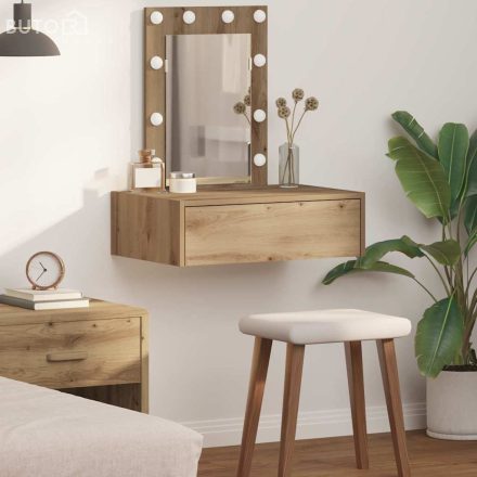 vidaXL Öltözködőasztal LED -es lámpákkal Barna 60 x 40 x 70 cm Faanyag