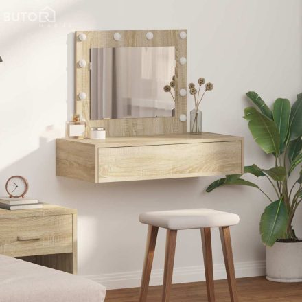 vidaXL Öltözködőasztal LED -es lámpákkal Barna 83 x 40 x 70 cm Faanyag