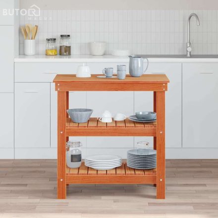 vidaXL Munkapad polcokkal Viaszbarna 78.5 x 50 x 80 cm Tömör fenyőfa