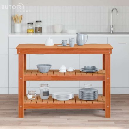 vidaXL Munkapad polcokkal Viaszbarna 110.5 x 50 x 80 cm Tömör fenyőfa