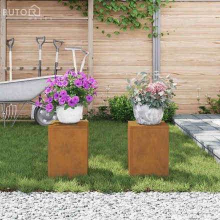 vidaXL Növényállványok 2 pcs Rozsdás 24 x 24 x 35 cm időjárásálló acél