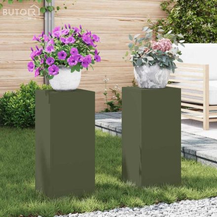 vidaXL Növényállványok 2 pcs Oliva zöld 24 x 24 x 55 cm Acél