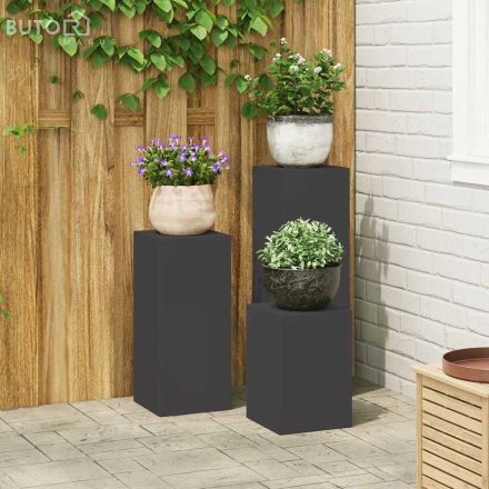 vidaXL Növényállványok 3 pcs Fekete 24 x 24 x 75 cm Acél