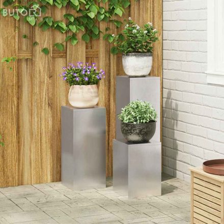 vidaXL Növényállványok 3 pcs Ezüst 24 x 24 x 75 cm Rozsdamentes acél