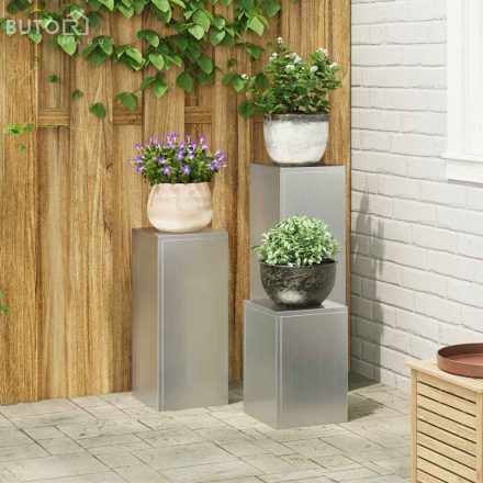 vidaXL Növényállványok 3 pcs Ezüst 24 x 24 x 75 cm Horganyzott acél