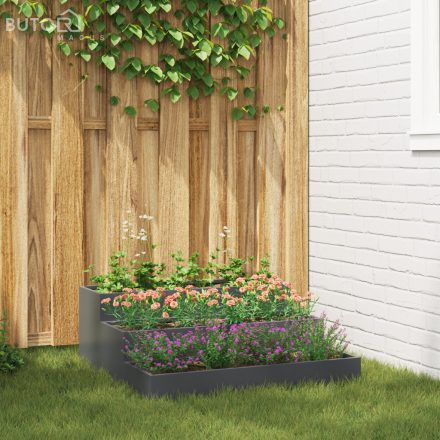 vidaXL Kertész növényágy 3-szintes 90x90x35 cm Antracit Acél