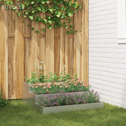 vidaXL Kert térelválasztó 3-szintes 90x90x35 cm Horganyzott acél