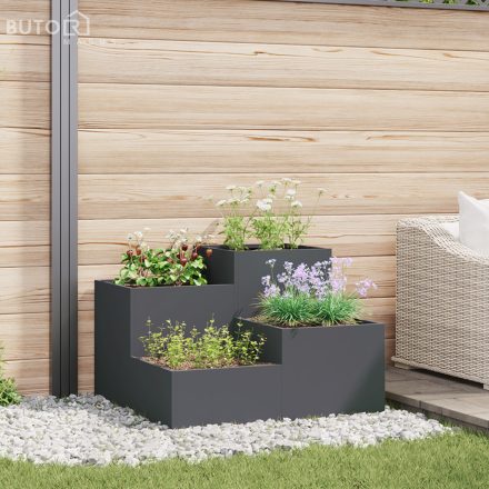 vidaXL Kertészládák 80x80x60 cm Antracit Acél