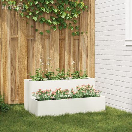 vidaXL Kertvirágcserép 2-szintes 100x60x45 cm Fehér Acél