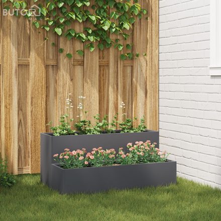 vidaXL Kert virágcserép 2 szintes 100x60x45 cm Antracit Műanyag