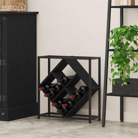 vidaXL Borállvány Fekete Tölgy 51x18x52,5 cm Zárjegyezett Fa