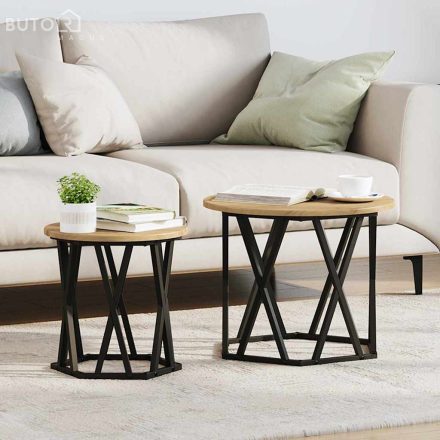 vidaXL Oldal asztal 2 pcs kézműves tölgy 50 x 50 x 40 cm